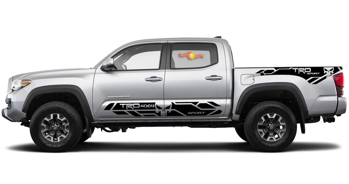 4 x Toyota Tacoma 2016-2019 (TRD OFF ROAD)  Sport Punisher side skirt Vinyl Decals graphics sticker
