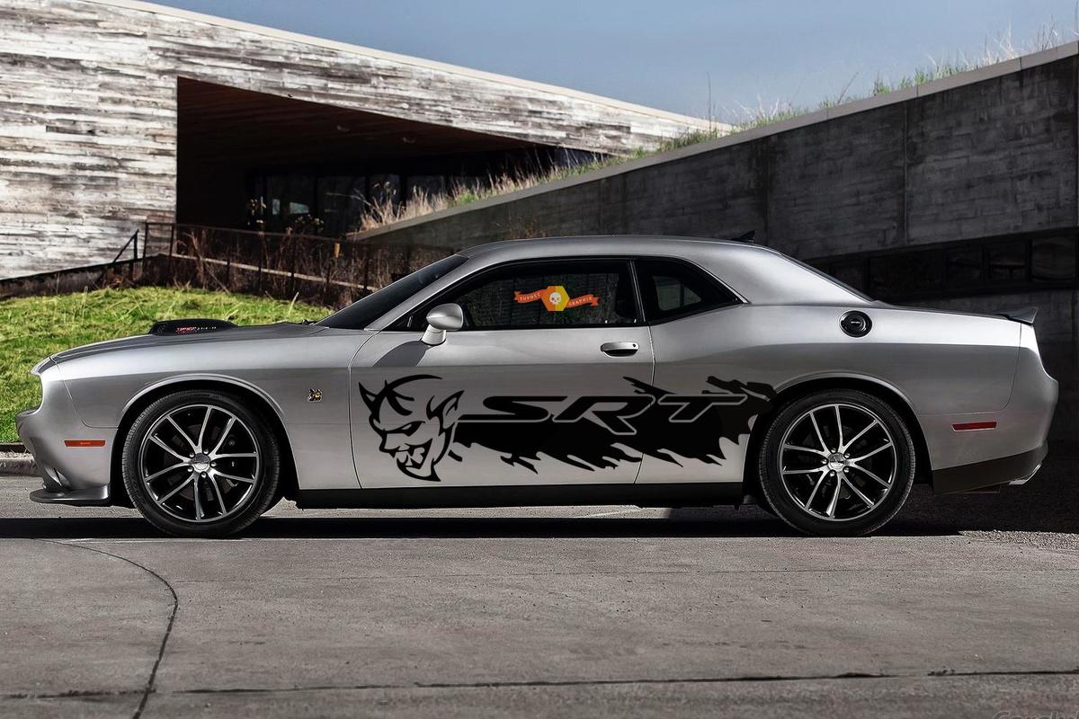 2x 2008-2019 Dodge Challenger DEMON SRT Side Vinyl Decals Graphics Sticker 