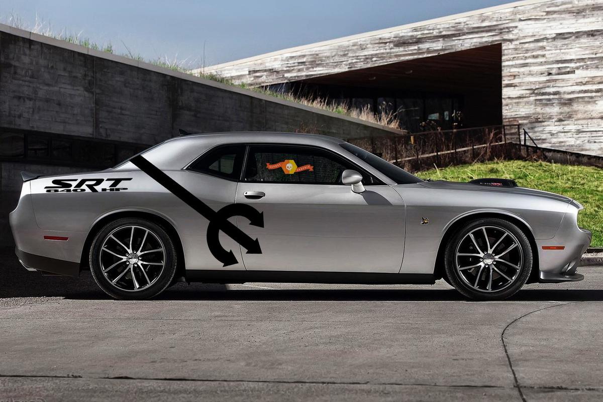 2 Side Dodge Challenger DEMON Pitchfork SRT 840 HP Side Vinyl Decals Graphics Sticker-3