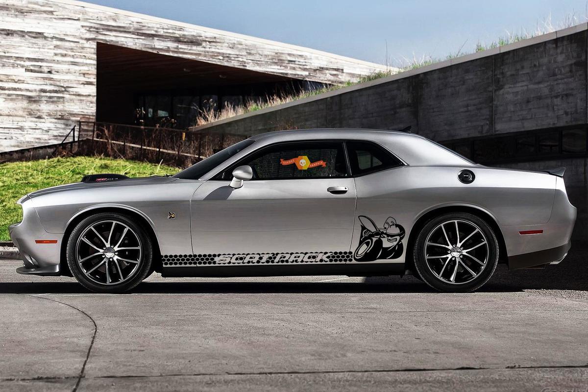 2X Dodge Challenger Scat Pack Rocker Panel Stickers Decals Stripe Vinyl Graphics - 3