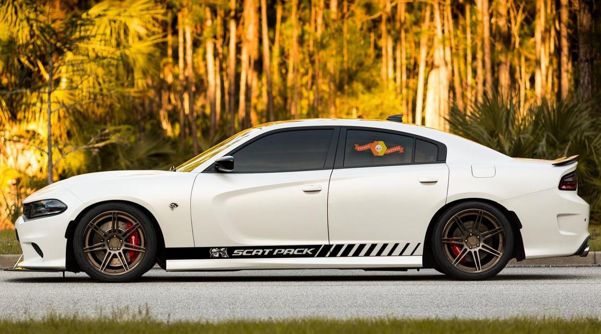 2X Dodge Charger Scat Pack Rocker Panel Stickers Decals Stripe Vinyl Graphics 2011-2021