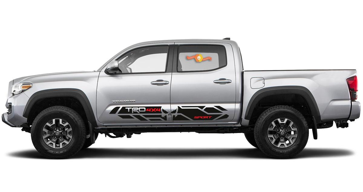 2X Toyota Tacoma Trd 4x4 Sport Scull Punisher side skirt Vinyl Stickers Decals 2016-2020
