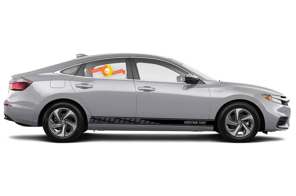 Racing rocker panel stripes vinyl decals stickers for 1999 - 2019 Honda Insight EX style #2