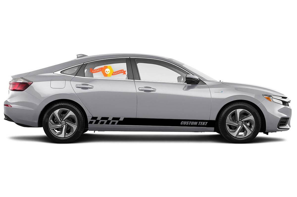 Racing rocker panel stripes vinyl decals stickers for 1999 - 2019 Honda Insight EX style #4