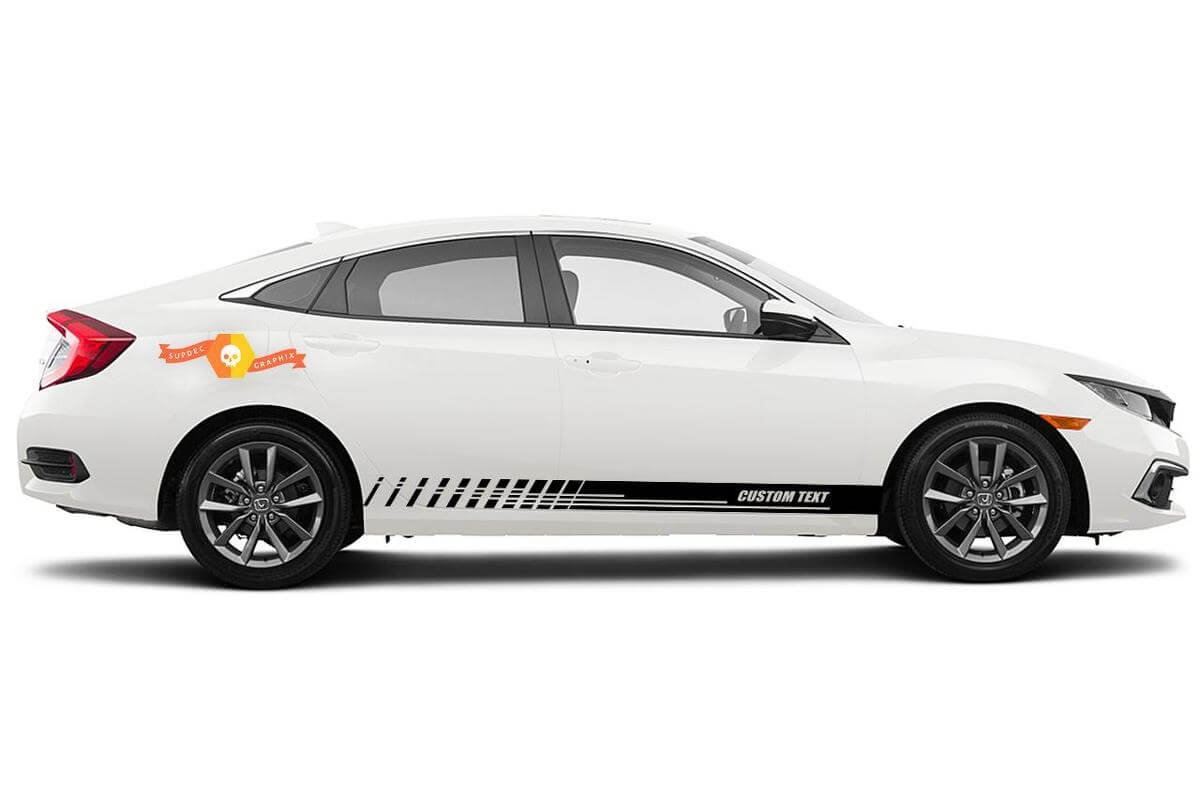 Racing rocker panel stripes vinyl decals stickers for Honda Civic EX