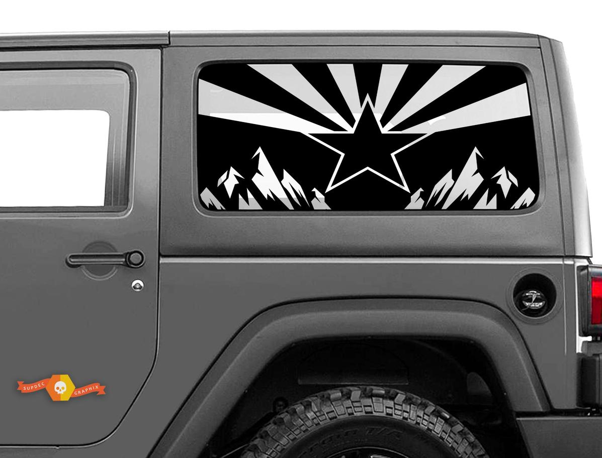 Jeep Wrangler Rubicon Hardtop Flag Arizona Mountains Windshield Sticker Decal JKU JLU 2007-2019 or Tacoma 4Runner Tundra Charger Challenger - 21