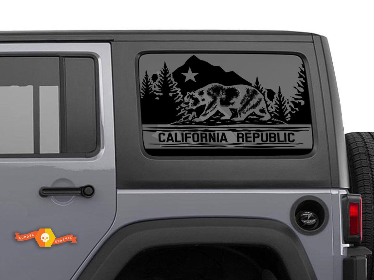 California Republic Bear Forest Side Window Decals for Jeep Wrangler Rubicon Hardtop