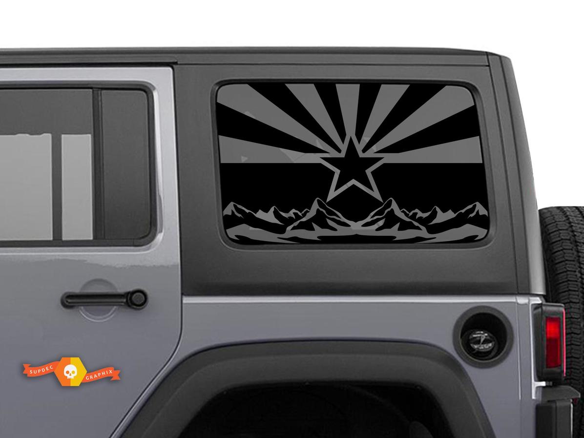 Jeep Wrangler Rubicon Hardtop Flag Arizona Wilderness Windshield Sticker Decal JKU JLU 2007-2019 or Tacoma 4Runner Tundra Charger Challenger - 44