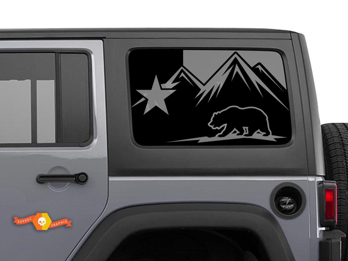Jeep Wrangler Rubicon Hardtop Texas Flag Bear Mountains Windshield Sticker Decal JKU JLU 2007-2019 or Tacoma 4Runner Tundra Charger Challenger - 56
