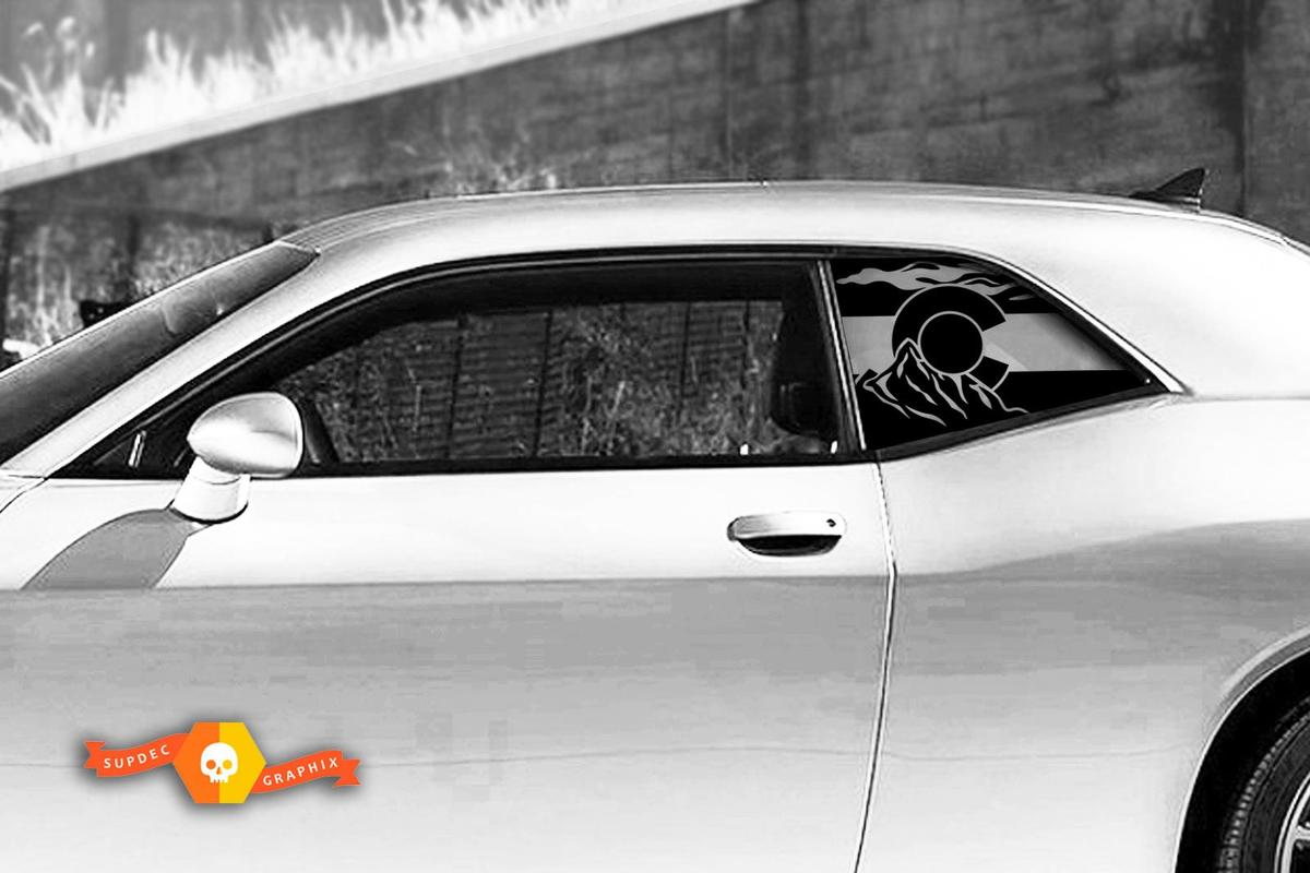 Dodge Challenger Charger Hardtop Colorado Flag Forest Mountains Windshield Sticker Decal - 79