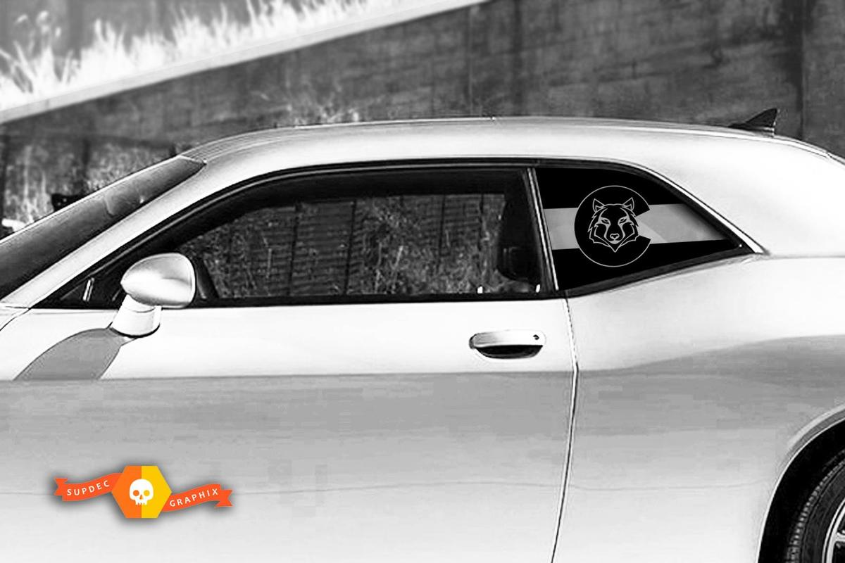 Wolf Design Colorado Flag Decal for Dodge Challenger Side Window Decals Sticker
