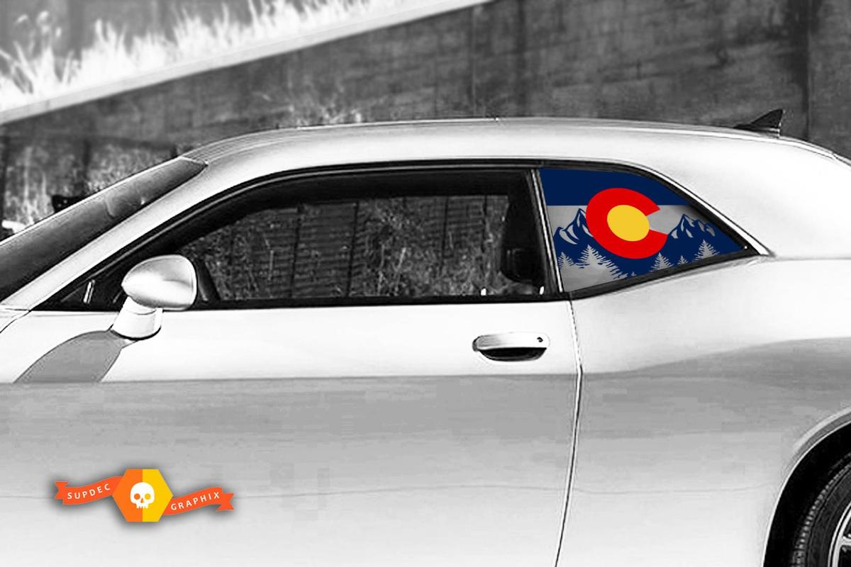 Colorful Colorado Flag Mountain Decal for Dodge Challenger Window Decals Sticker