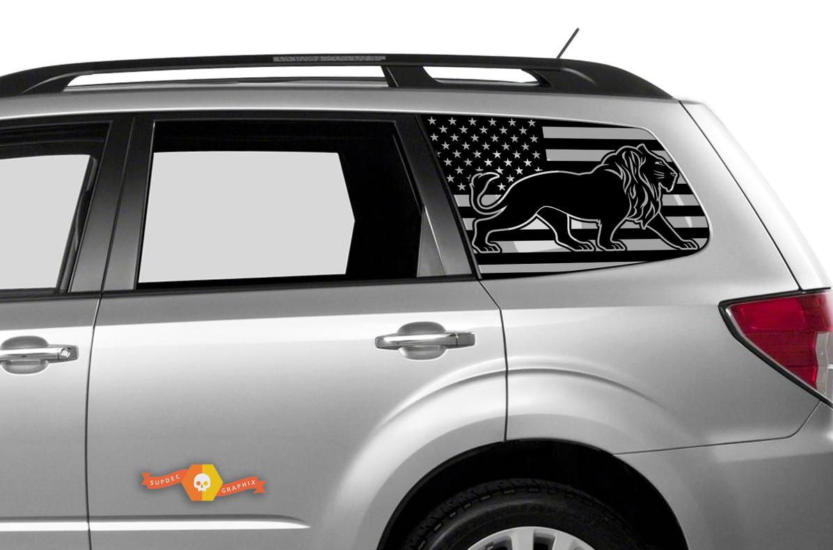 Rear Side Window Sticker Decal USA Flag Lion for any Car 