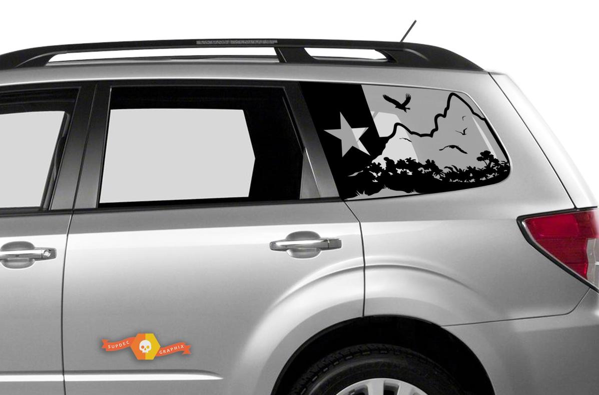 Texas Star and Mountain Scene Decal for Suba Forester Window