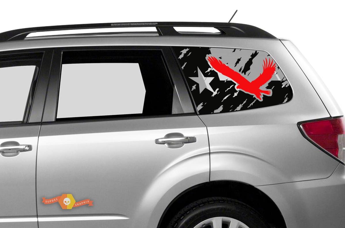 Texas Flag Red Eagle Decal for Suba Forester Rear Window

