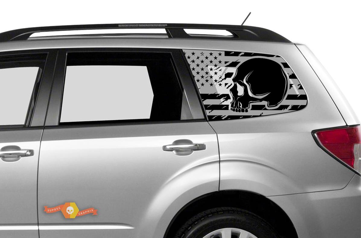 Hardtop USA Flag Mountains Skull Destroyed Windshield Sticker Decal - 107