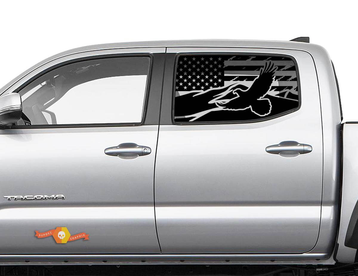 USA Flag Mountain Eagle Side Window Decals Stickers for Toyota Tacoma 4Runner Tundra
