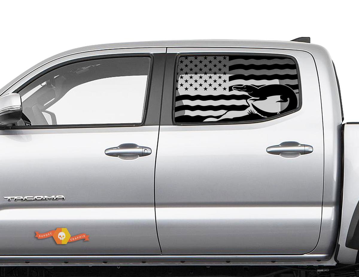 Hardtop Flag USA Alligator Windshield Sticker Decal - 139