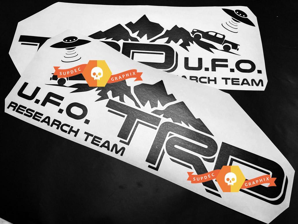 Pair of TRD UFO Research Team Side Vinyl Decals Stickers for Toyota Tacoma