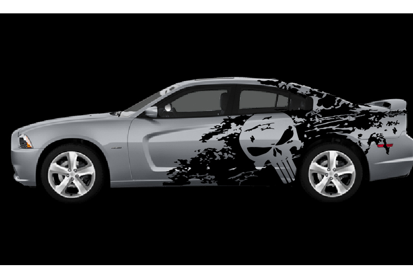 Dodge Challenger Charger Punisher style Splash Grunge Stripes Kit Hell Cat Vinyl Sticker Decal Graphic