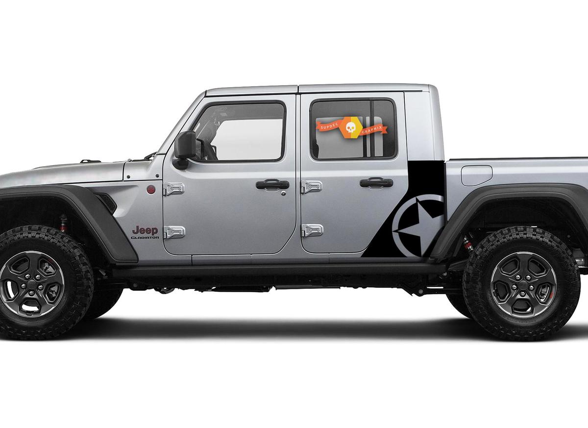 Pair of Jeep Gladiator Side Door Star Stickers Decals Vinyl Graphics Stripe kit for 2020-2021 for both sides