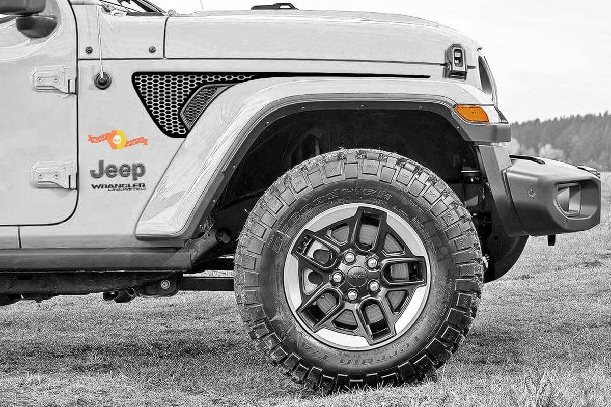 Jeep Gladiator Side Gravity Honeycomb Style Extended Fender Vent Blackout Vinyl decal sticker Graphics