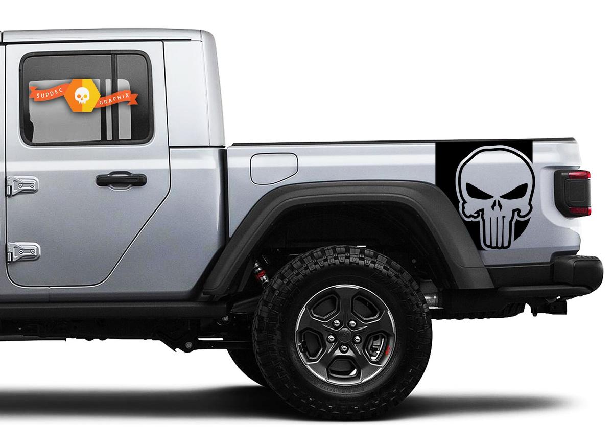 Pair of Jeep Gladiator Side Door Stripes Star Punisher Stickers Decals Vinyl Graphics Stripe kit for 2020-2021 for both sides