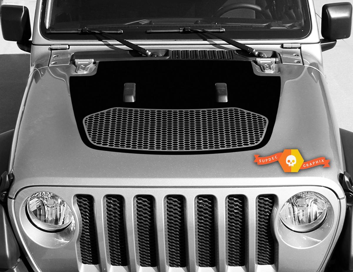 Jeep Gladiator JT Wrangler Honeycomb JL JLU Hood style Vinyl decal sticker Graphics kit for 2018-2021

