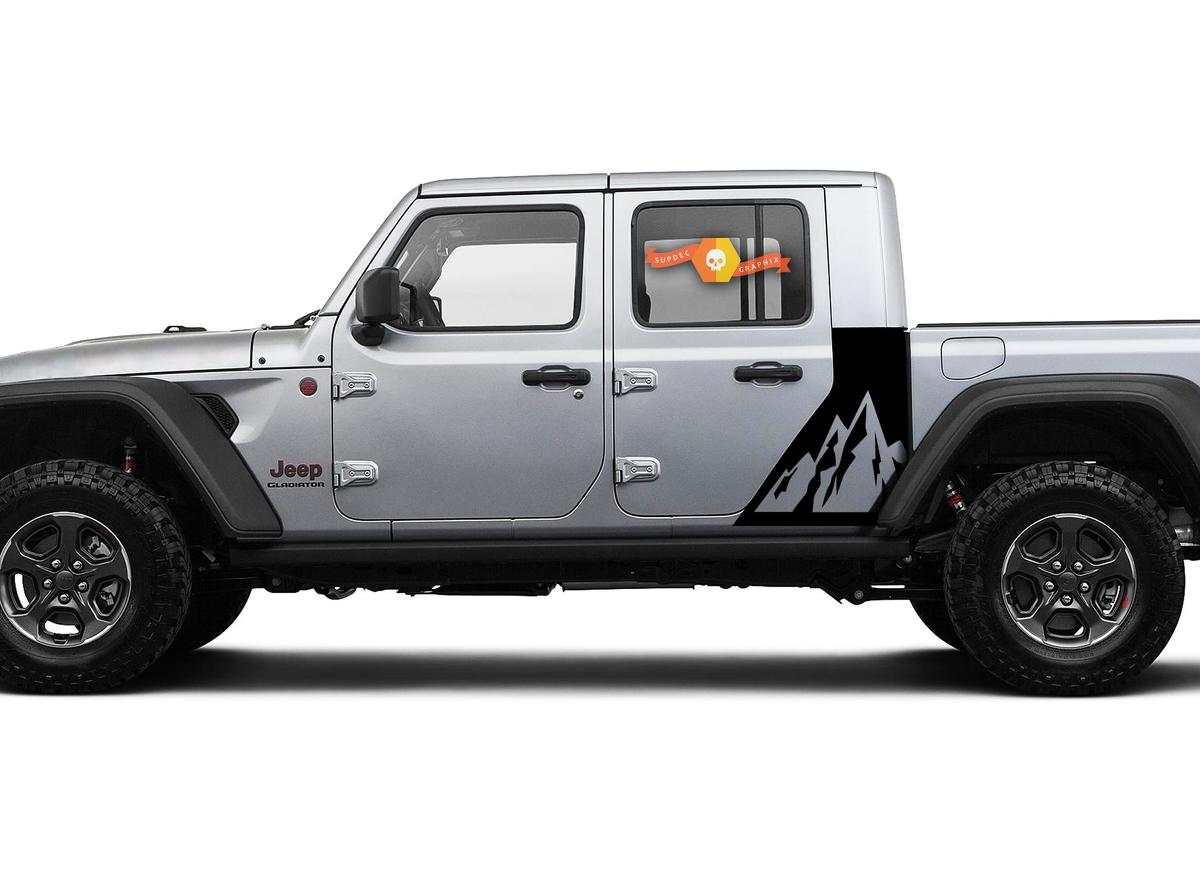 Jeep Gladiator 2 Side Mountains Sticker Decal Factory Style Body Vinyl Graphic Stripes Kit 2018 - 2021