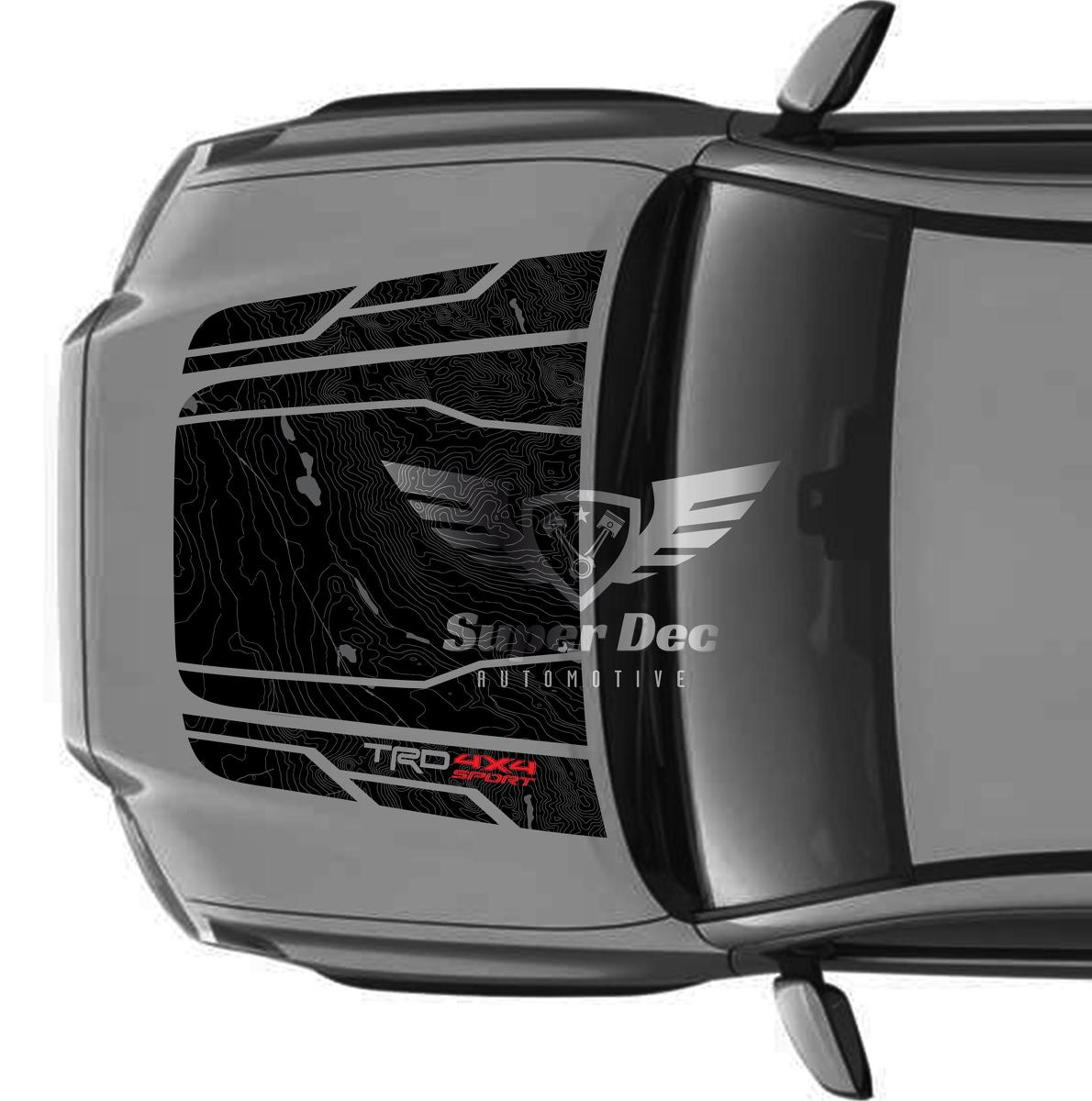 Topographic Lines Map TRD Custom Hood Vinyl Sticker Decal for no Scoop Tacoma 16-21 4Runner Tundra