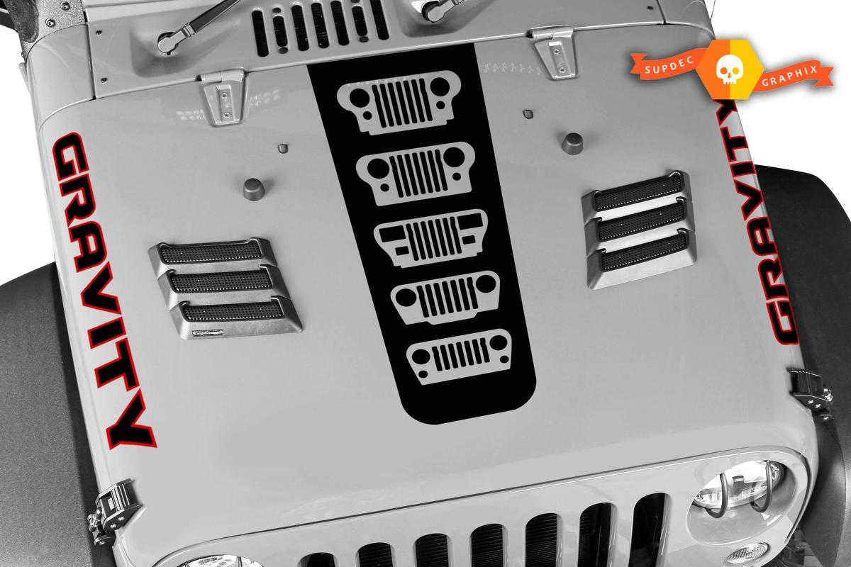 Jeep Gladiator JT Wrangler Gladiator Gravity Evolution kit JL JLU Hood style Vinyl decal sticker Graphics kit for 2018-2021

