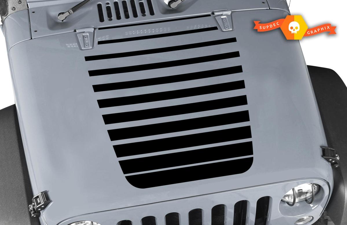 Jeep Decal Hood With stripes Vinyl Any Colors Sticker JK LJ TJ 2007-2018