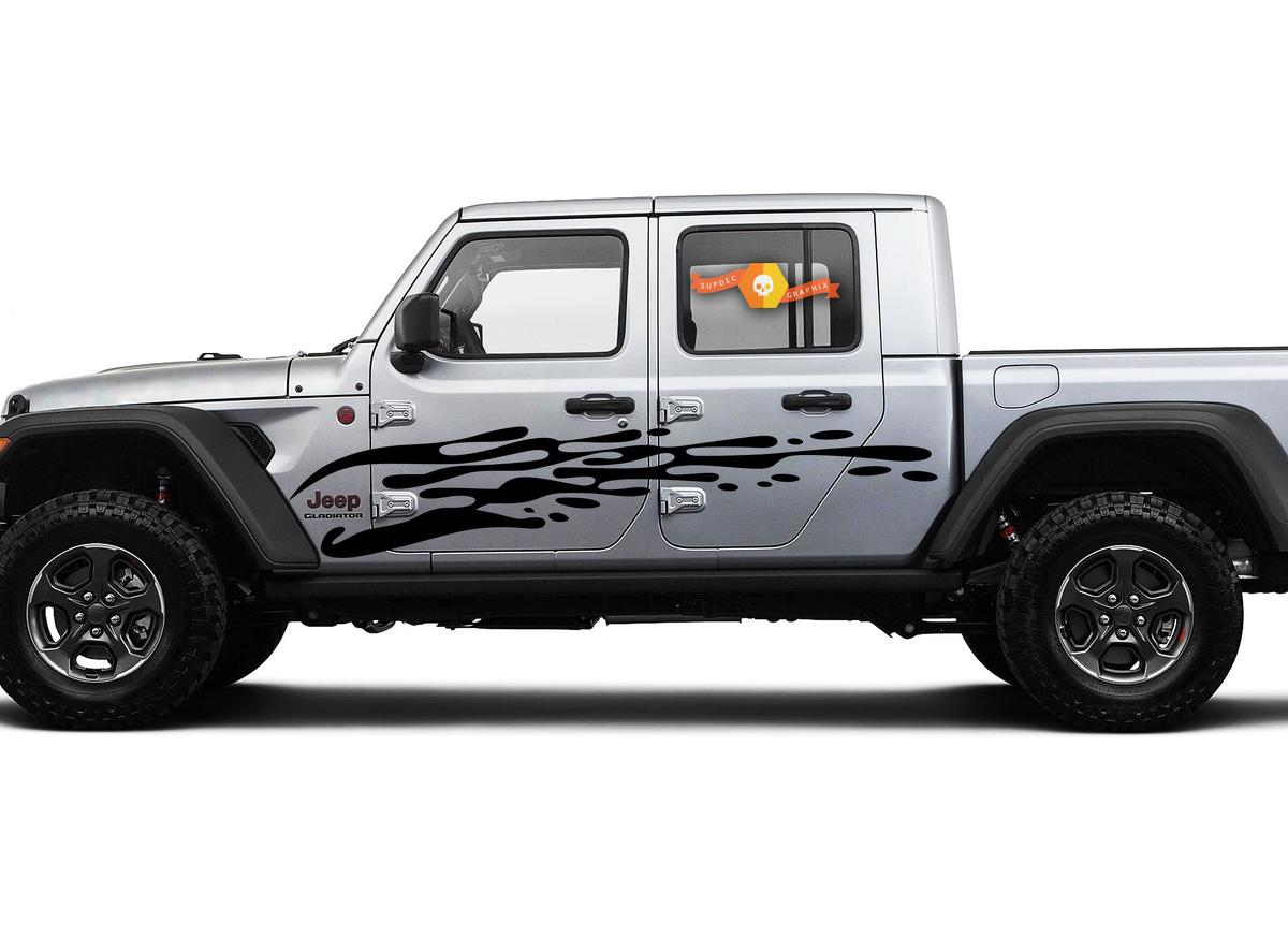 Jeep Gladiator Side JT Extra Large Side Drip Style Vinyl decal sticker Graphics kit for 2018 - 2021