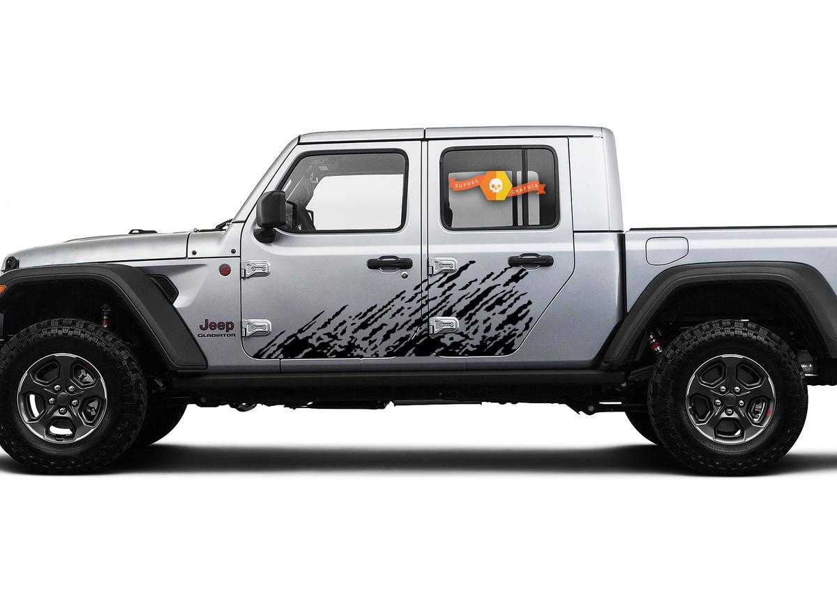 Jeep Gladiator Side Extra Large Side Splash unique Big Two Style traces of dirt Vinyl decal sticker Graphics kit for JT 2018-2021