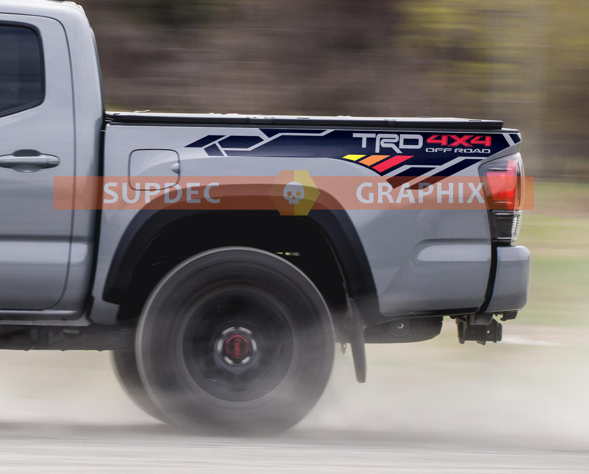 Vintage Old Style Stripes TRD 4x4 PRO Sport Off Road Bed Side Vinyl Stickers Decal fit to Tacoma 13-24 or Tundra 13-24
