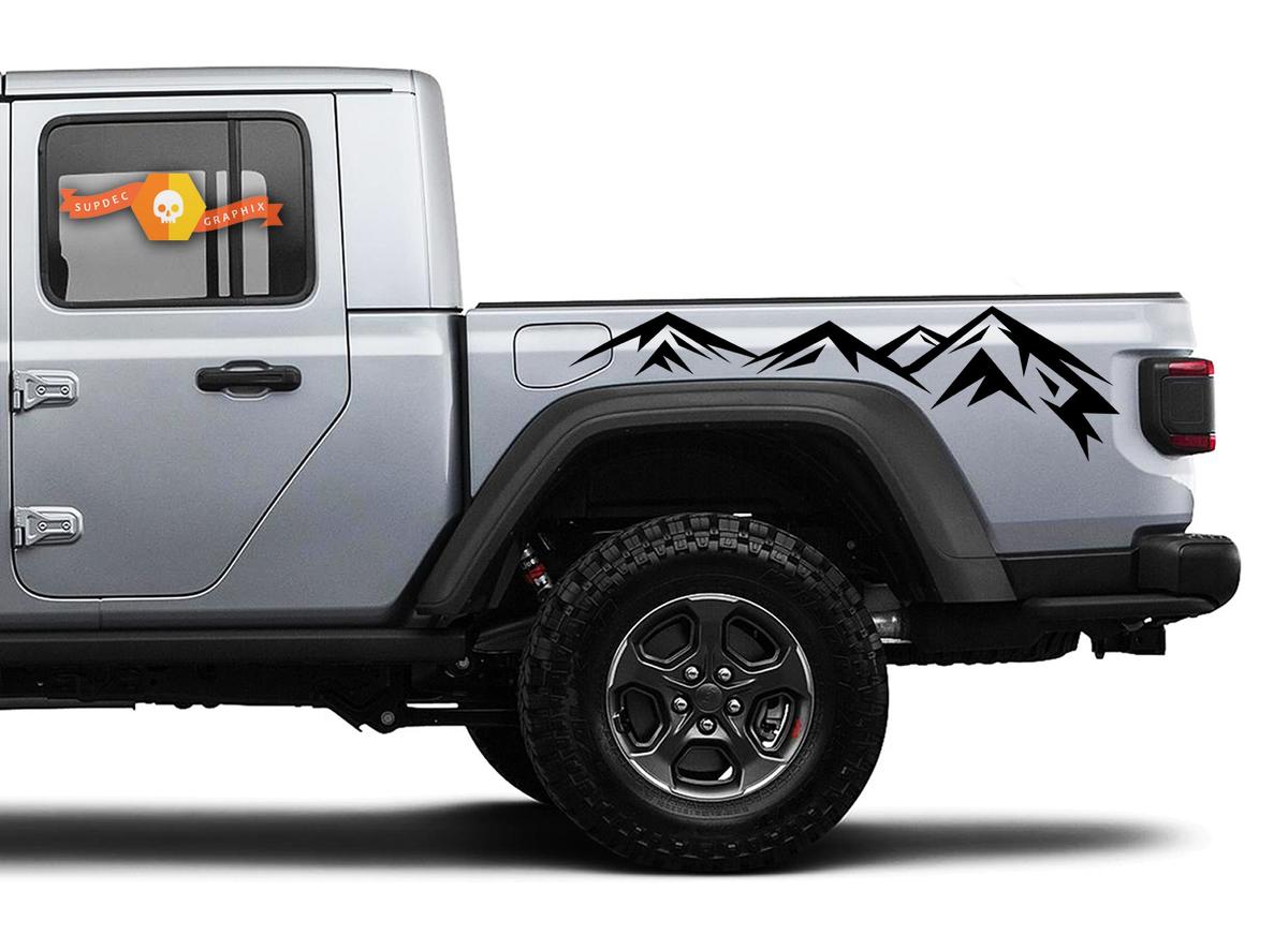 Jeep Gladiator 2 Side JT Large Mountain RangeSticker Decal Sticker Decal Factory Style Body Vinyl Graphic Stripes Kit 2018 - 2021