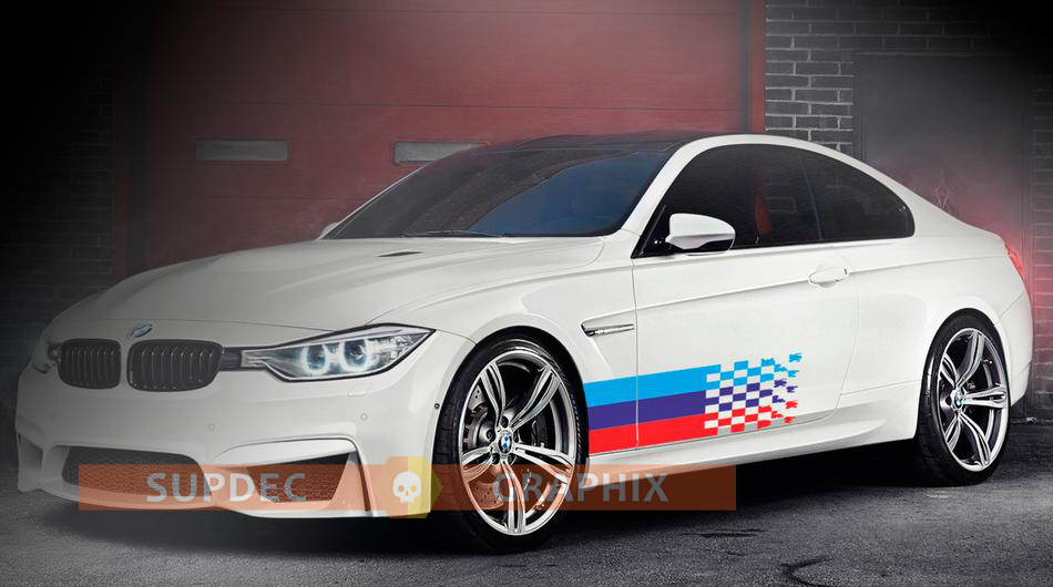 BMW fading tail Flag M colors for BMW any models vinyl decal sticker