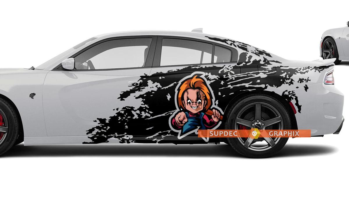 Dodge Challenger Charger Chucky style Splash Grunge Stripes Kit Hell Cat Vinyl Sticker Decal Graphic