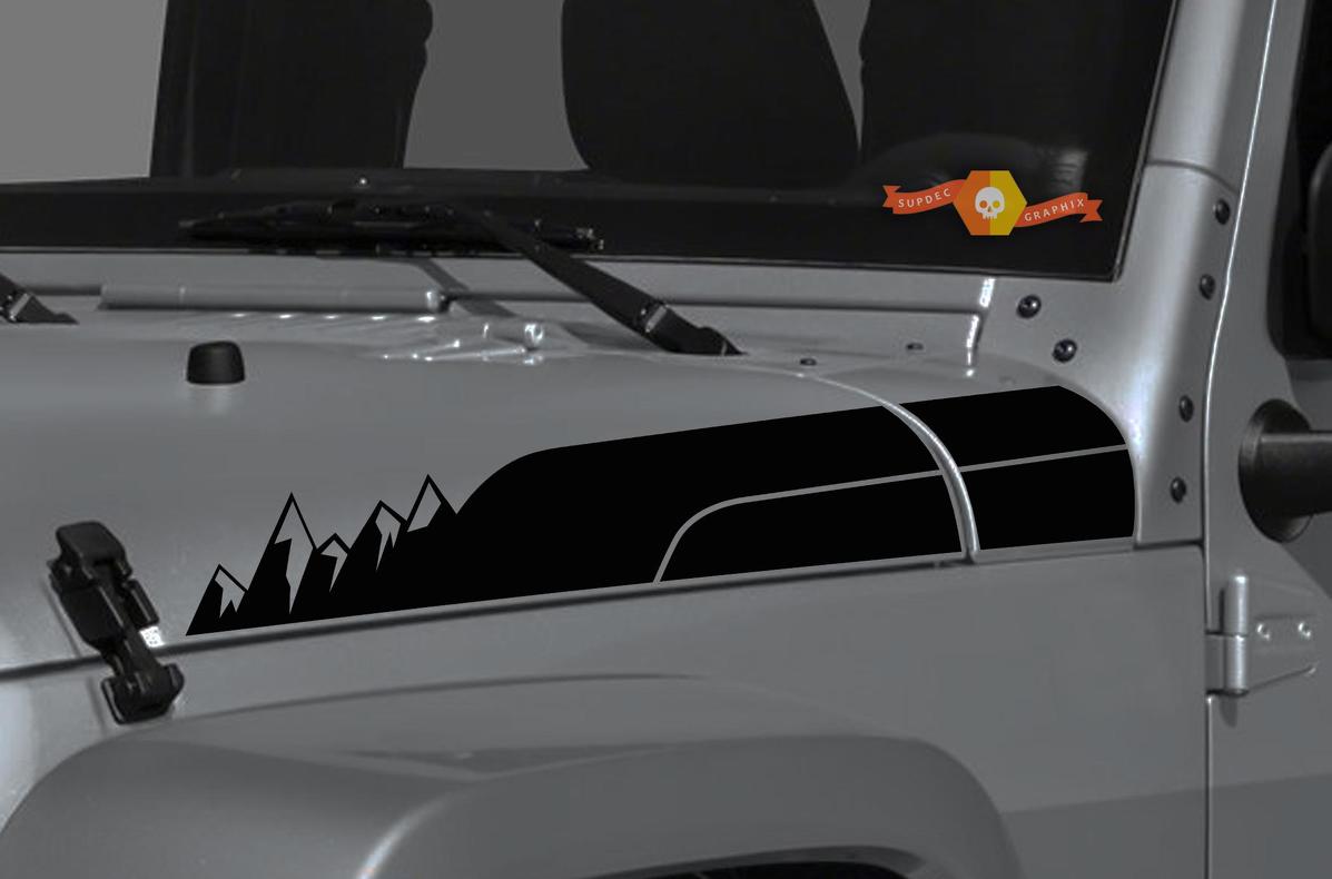 New Jeep Wrangler Gladiator JT JL JLU Rubicon Hood Forest Mountain Range Vinyl Sticker Decal Graphic kit for 2018 2021