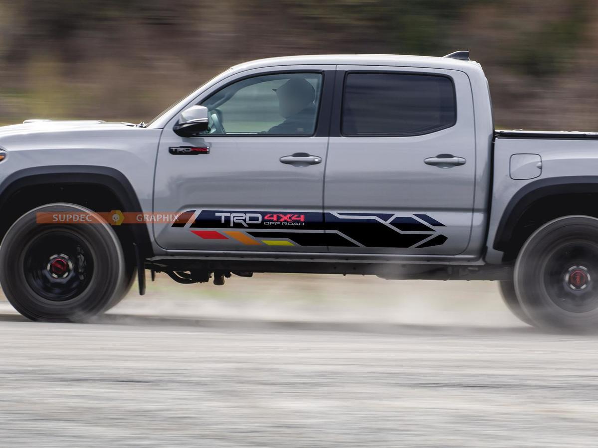 Vintage TRD 4x4 PRO Sport Off Road Rocker Panel Side Vinyl Stickers Decal fit to Toyota Tacoma 13-2020 or Tundra 13-2024