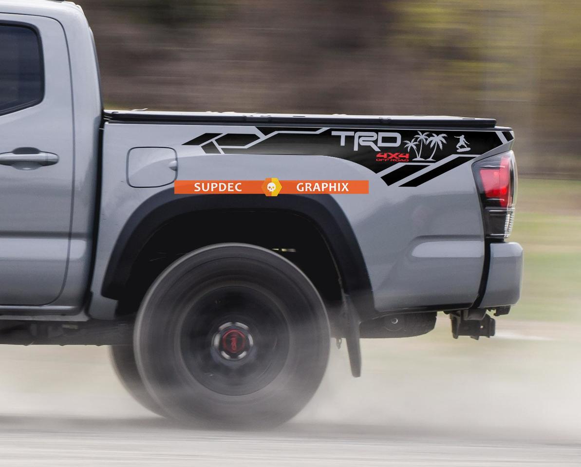TRD 4x4 Off Road Palm surf board Side Vinyl Stickers Decal fit to Tacoma 2013-2020 or Tundra 13-220 fit to TRD