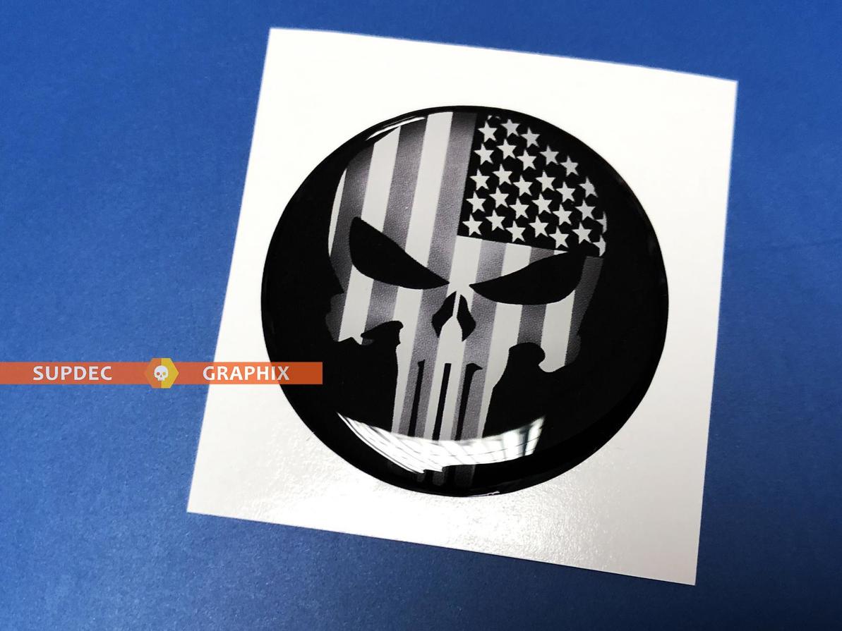 USA Punisher Fuel Door Insert emblem domed Sticker Decal for Dodge Challenger