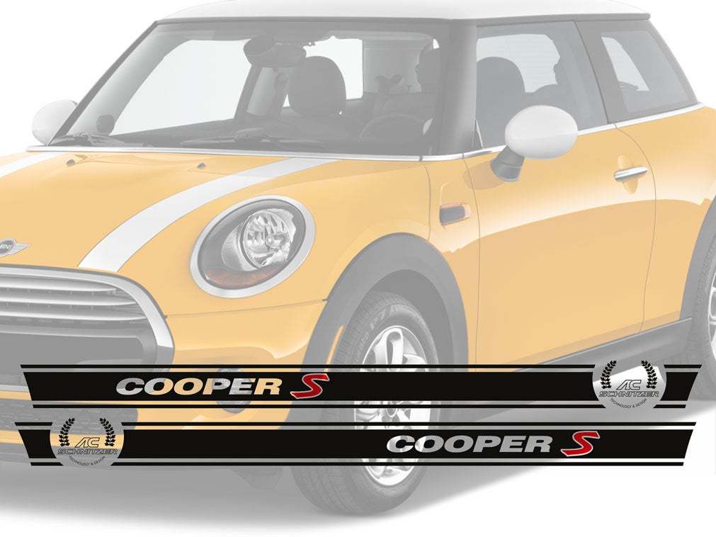 Stripes Cooper S AC Schnitzer Vinyl Sticker Decal stripe KIT 2 side fit to Mini COOPER
