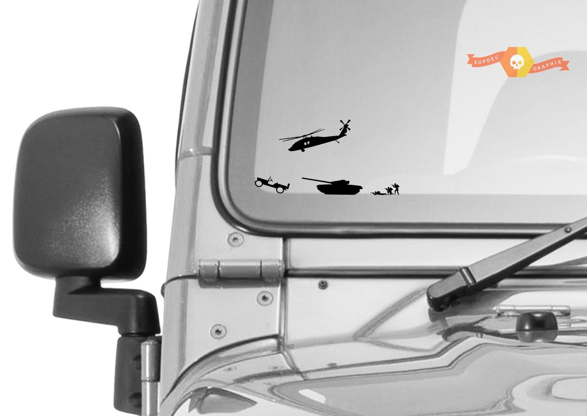Military Convoy Jeep Windshield Corner Crawler Chaser Vinyl Sticker Decal