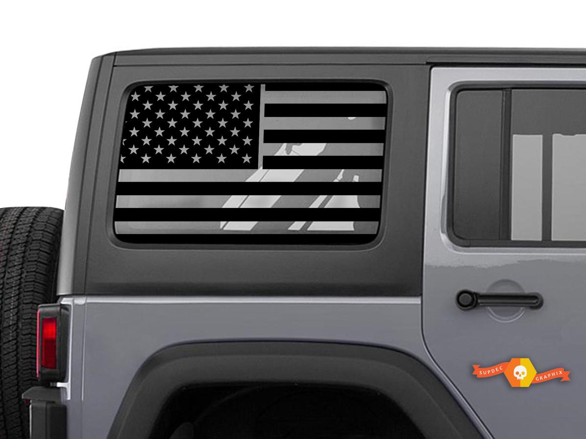Jeep Wrangler Jk & JL American Flag Window Hardtop Set Vinyl Sticker Decal 2007-2019