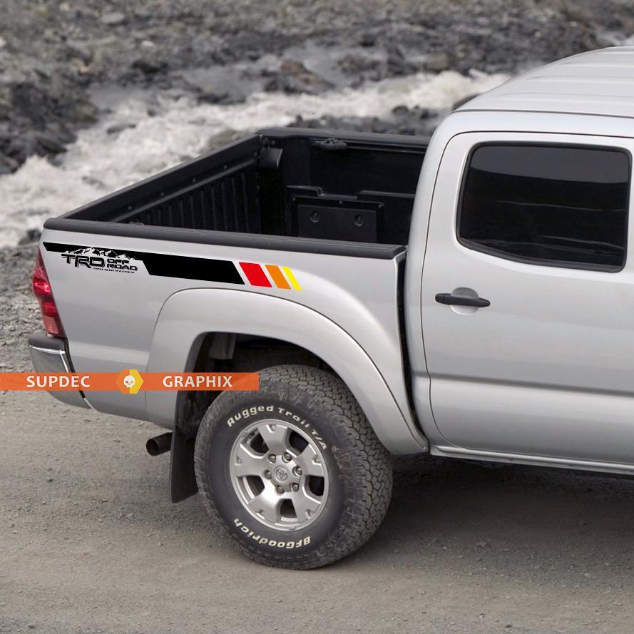 Pair TRD Off Road Mountains Vintage stripes for Tacoma Side Vinyl Stickers Decal fit to Toyota Tacoma 2005–2015