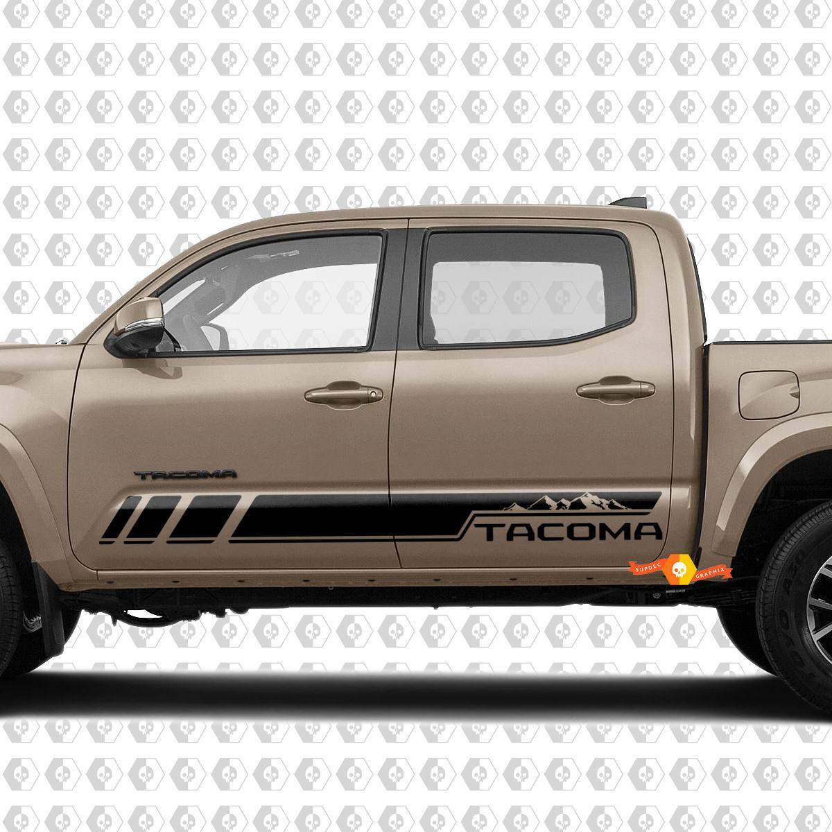 Pair Mountains Stripes for Tacoma Side Rocker Panel Vinyl Stickers Decal fit to Toyota Tacoma TRD Off Road Pro Sport