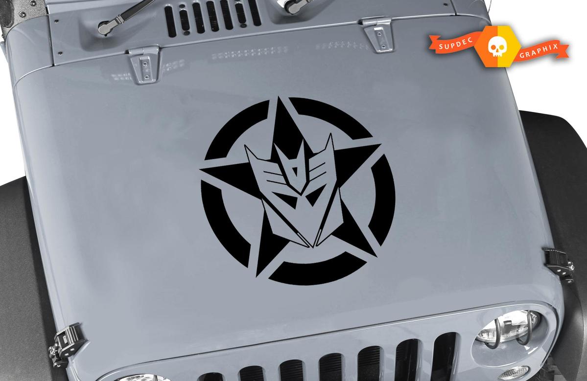 Jeep Wrangler Decepticon Oscar Mike Military Star Vinyl Hood Sticker Decal 22