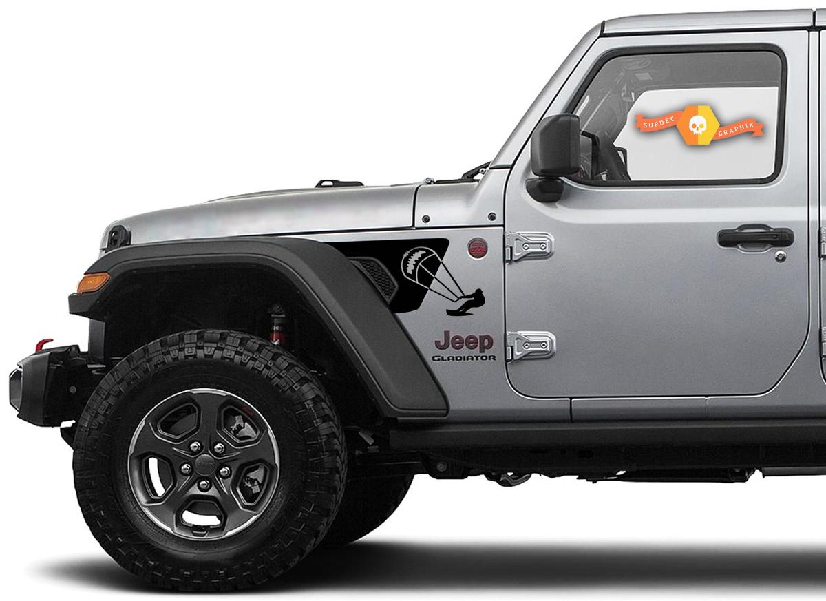 2 side Jeep Wrangler JL JLU Gladiator Rubicon Trail skydiver  Fender Vent Vinyl Sticker Decal for 2018-2021 