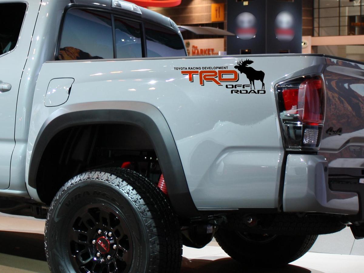 Pair Moose Deer TRD Off Road Toyota Racing Development bed side Truck decals stickers for Toyota 4Runner Tundra Tacoma FJ Cruiser 4